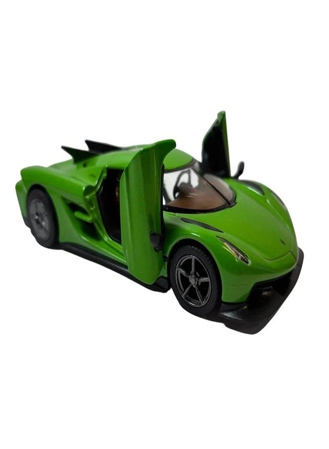 Mayatra's Kins mart 1:36 Scale Koenigsegg Jesko Absolut Diecast Metal Toy Car (Green) - Pull Back Sports Hypercar Model with Opening Doors for Kids & Collectors - Image 3